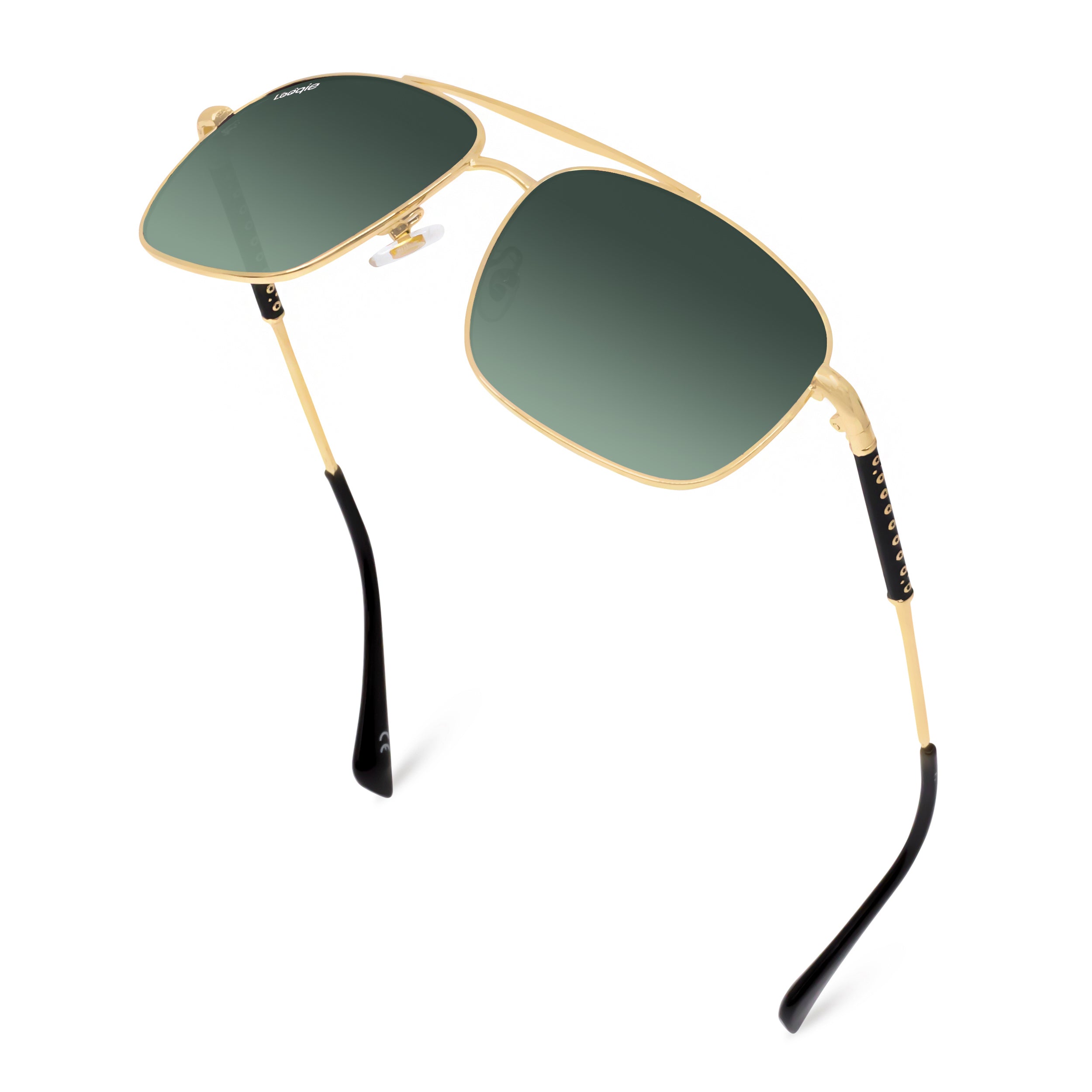 Looqie Blends Edition Gold And Green Gradient Sunglasses