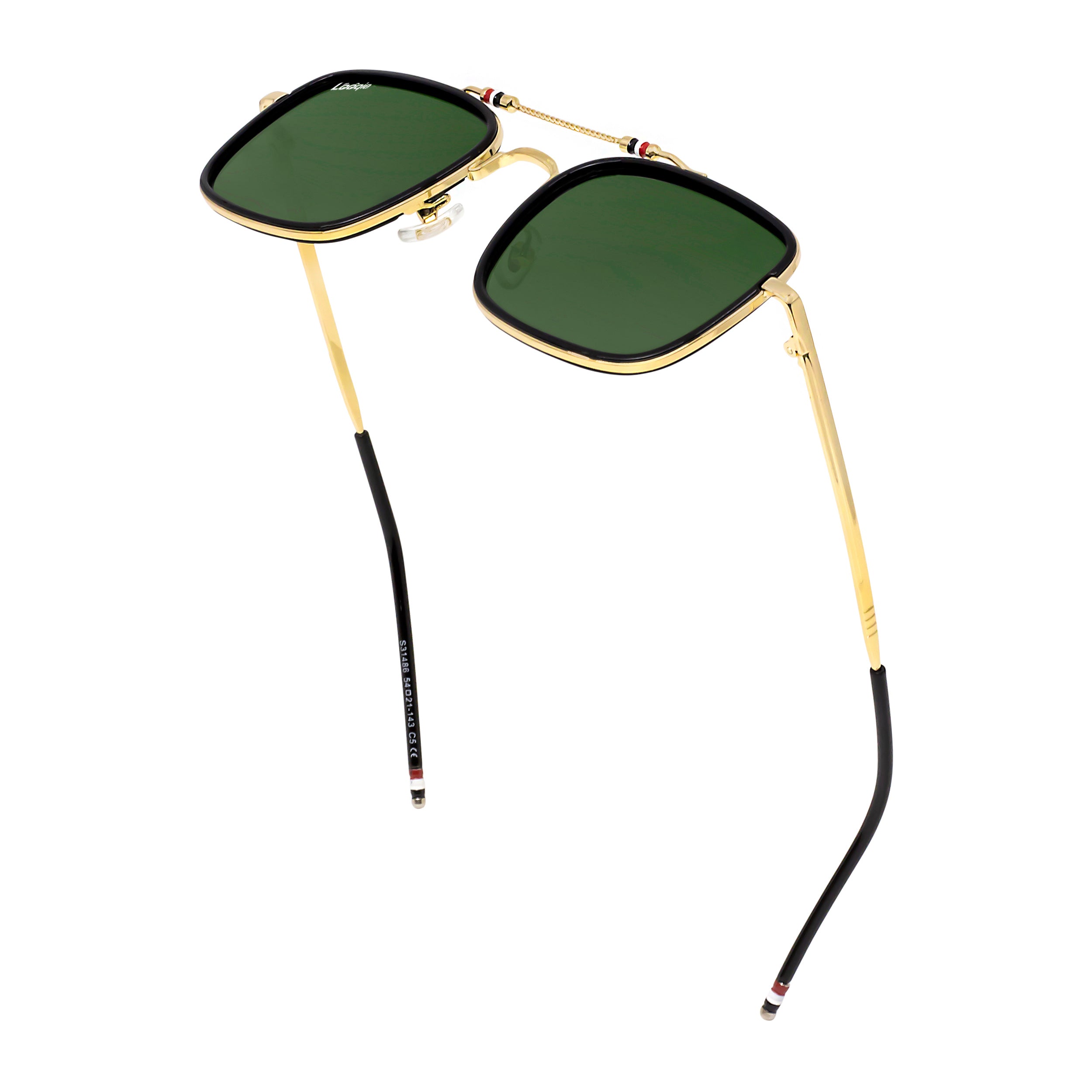 Looqie Below Edition Gold And Green Sunglasses
