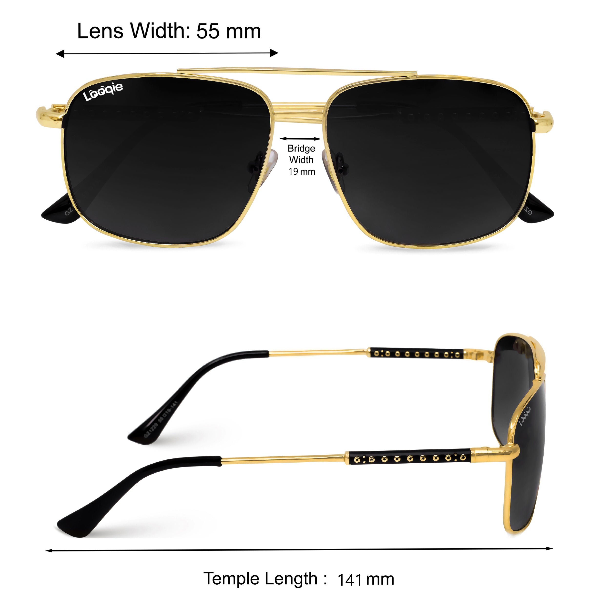 Looqie Blends Edition Gold And Black Sunglasses