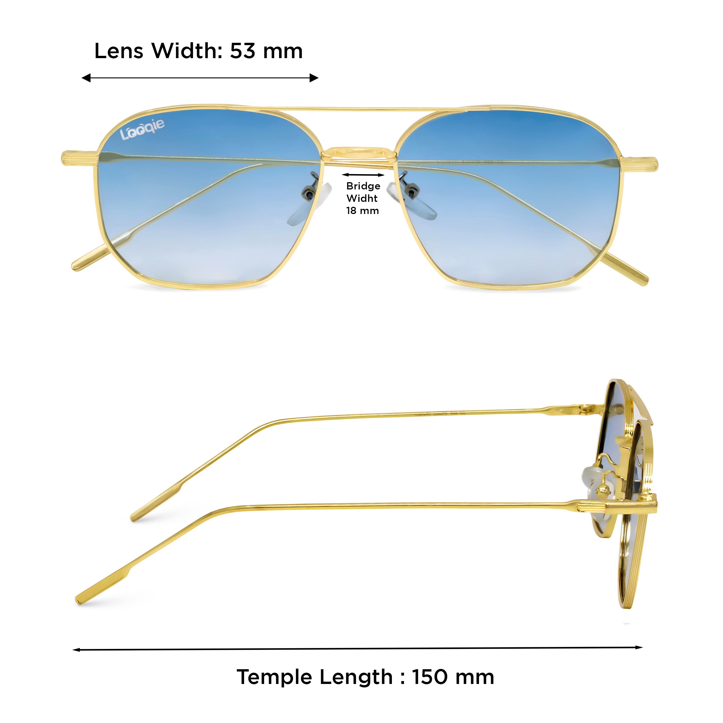 Looqie Oblivion Edition Gold And Blue Gradient Sunglasses