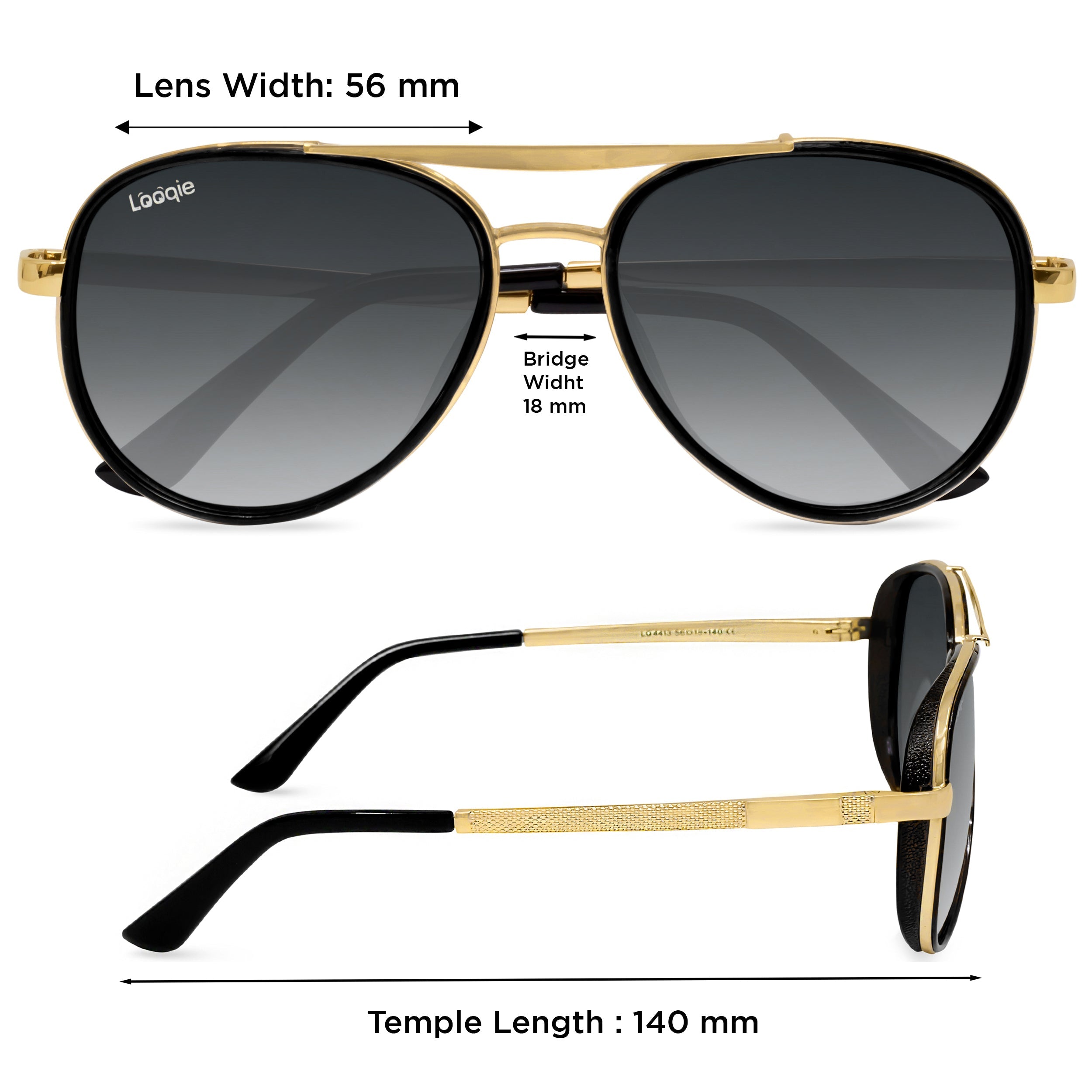 Looqie Vuis Edition Gold And Grey Gradient Sunglasses
