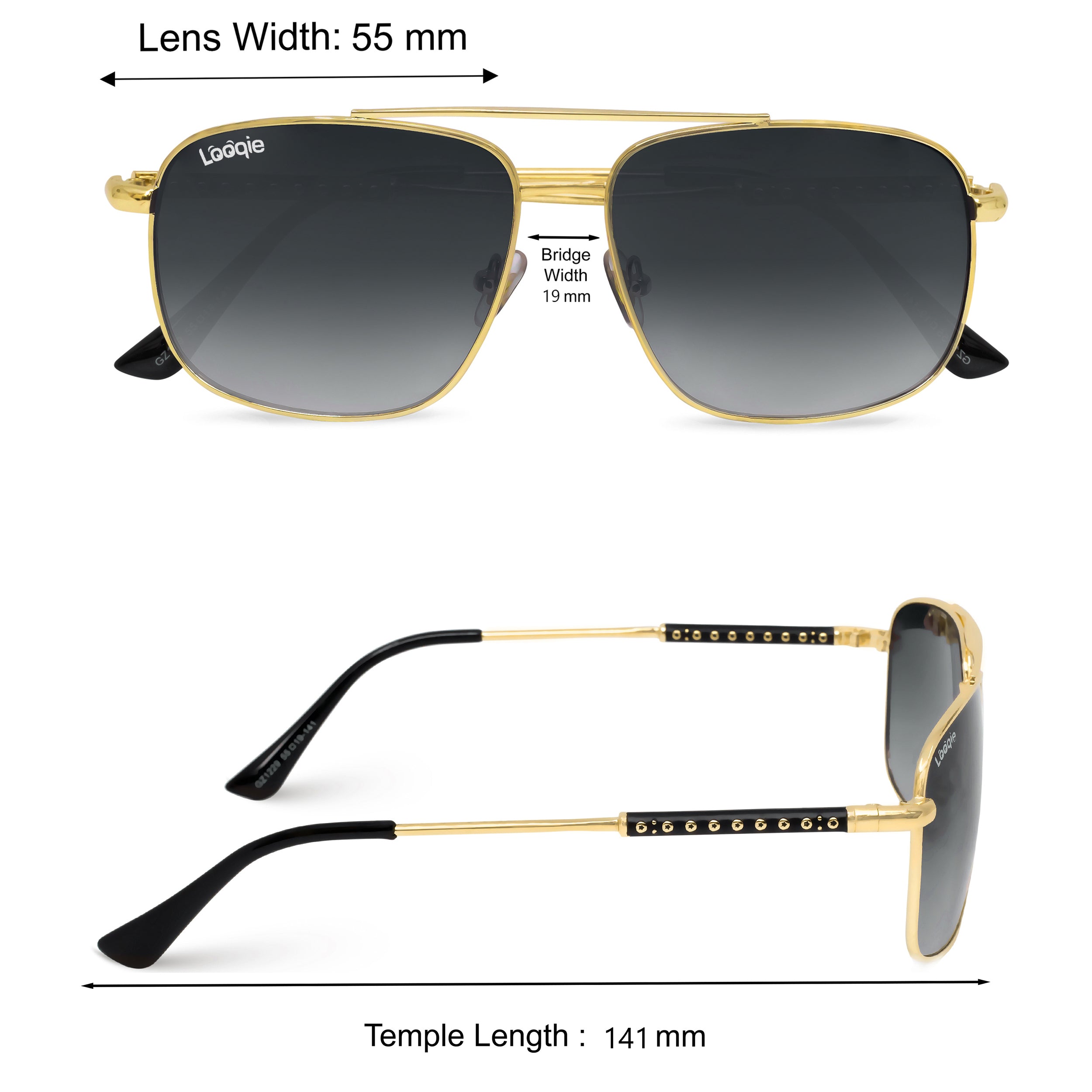 Looqie Blends Edition Gold And Grey Gradient Sunglasses