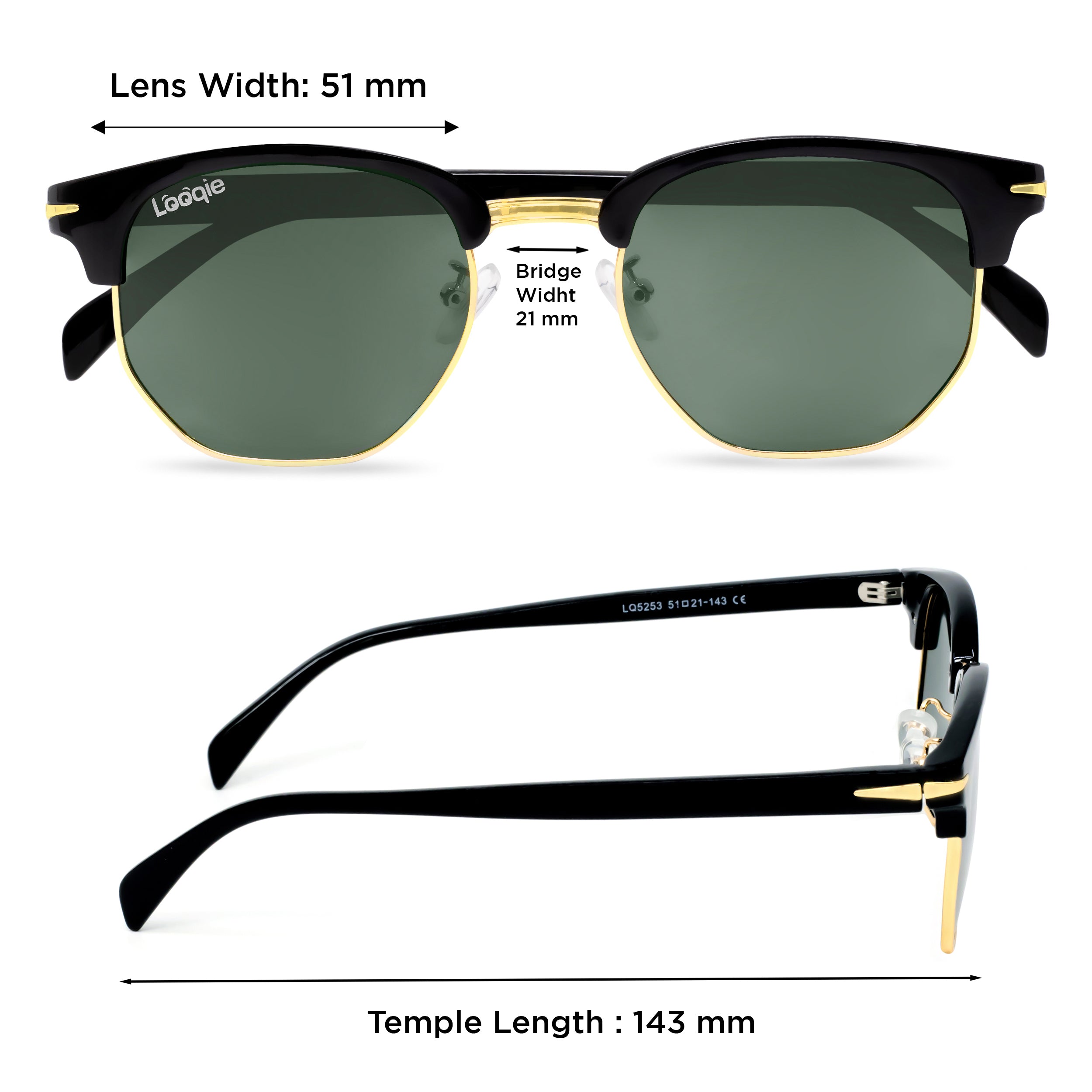 Looqie Rayz Edition Black And Green Sunglasses