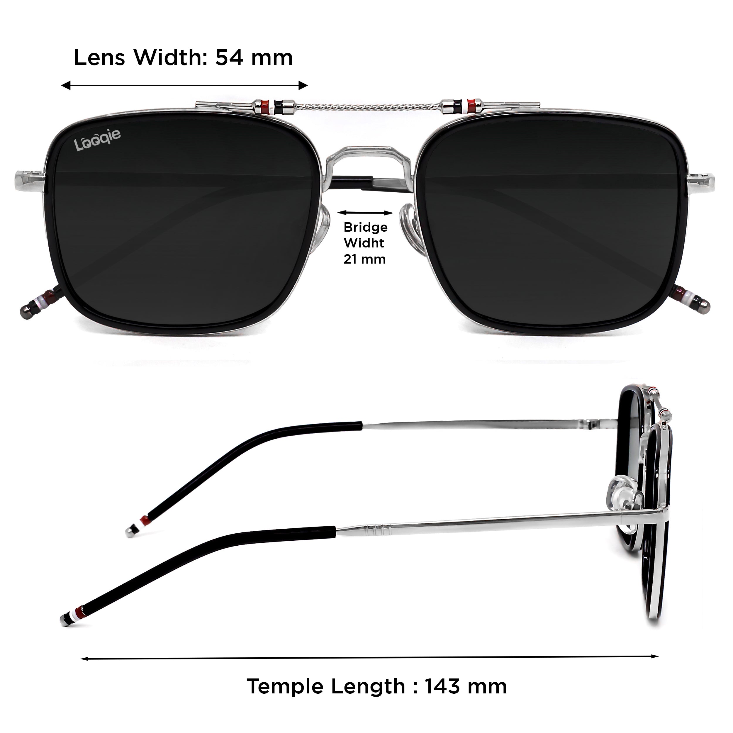 Looqie Below Edition Silver And Black Sunglasses