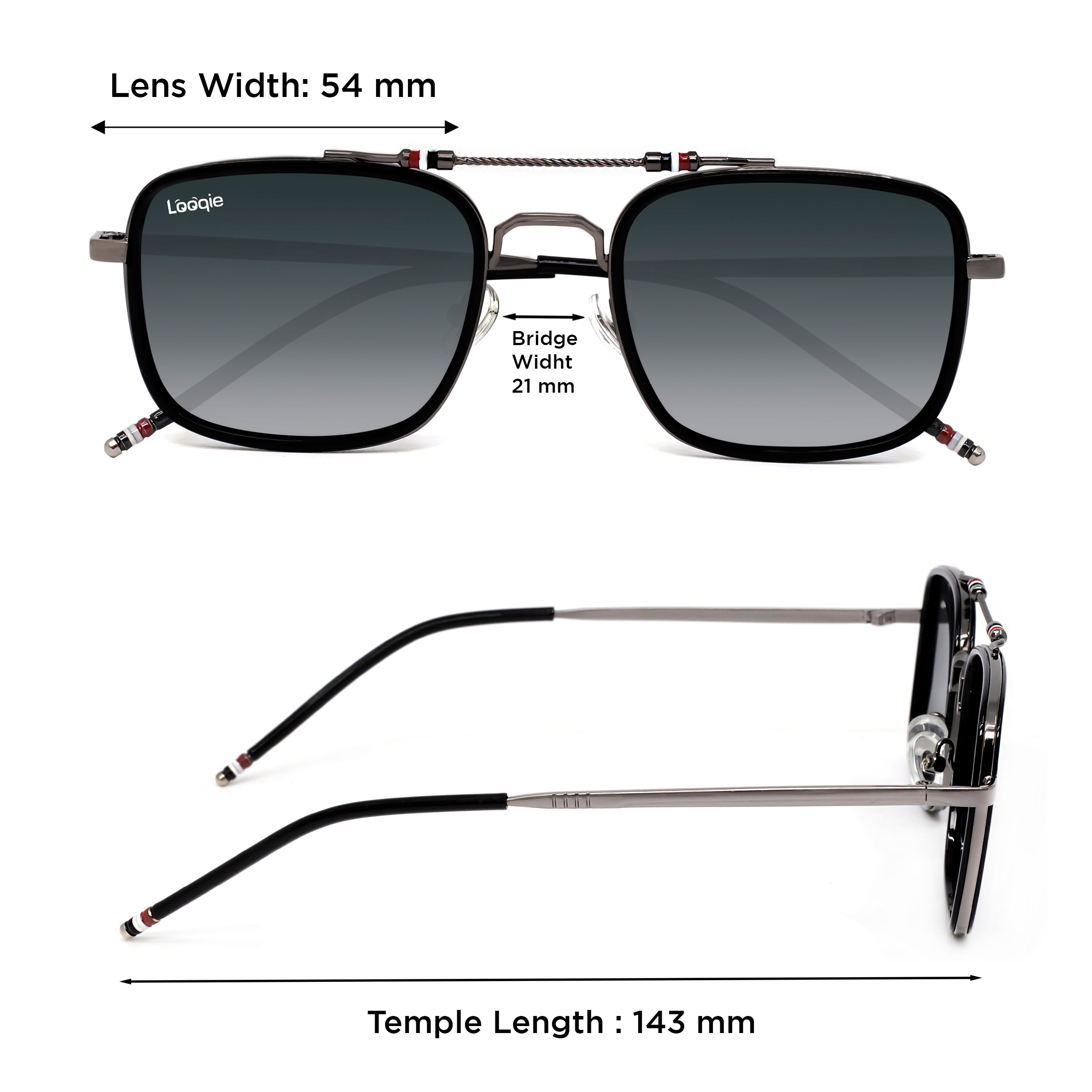 Looqie Below Edition Black And Grey Gradient Sunglasses