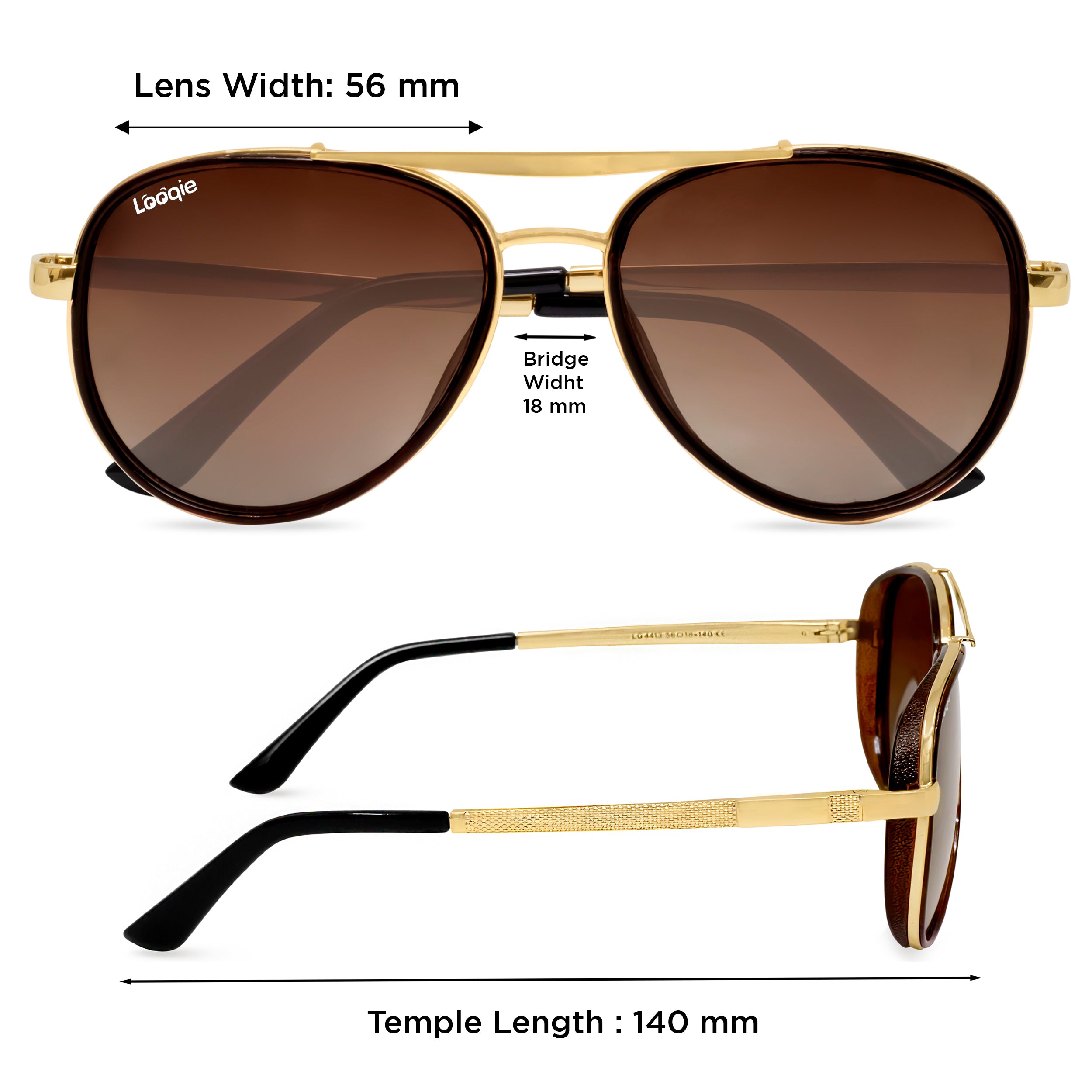 Looqie Vuis Edition Gold And Brown Gradient Sunglasses
