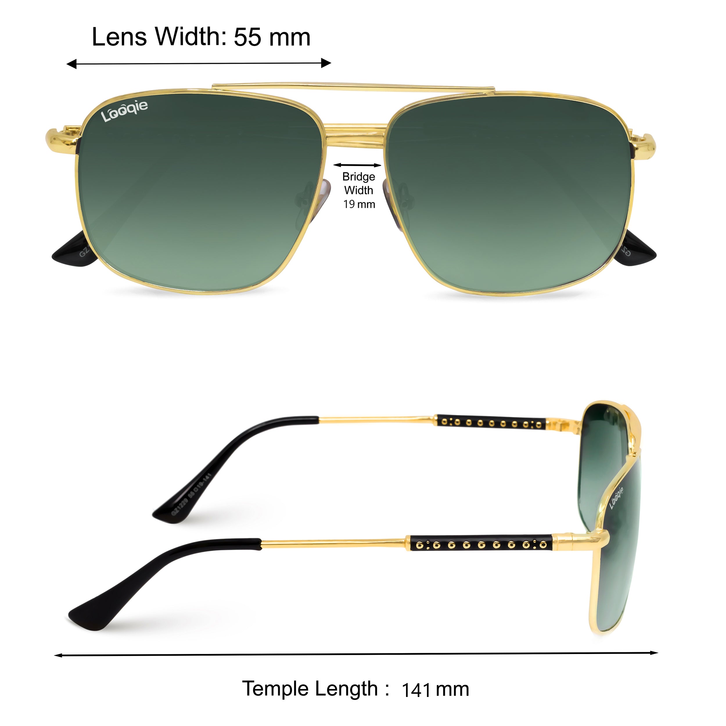 Looqie Blends Edition Gold And Green Gradient Sunglasses