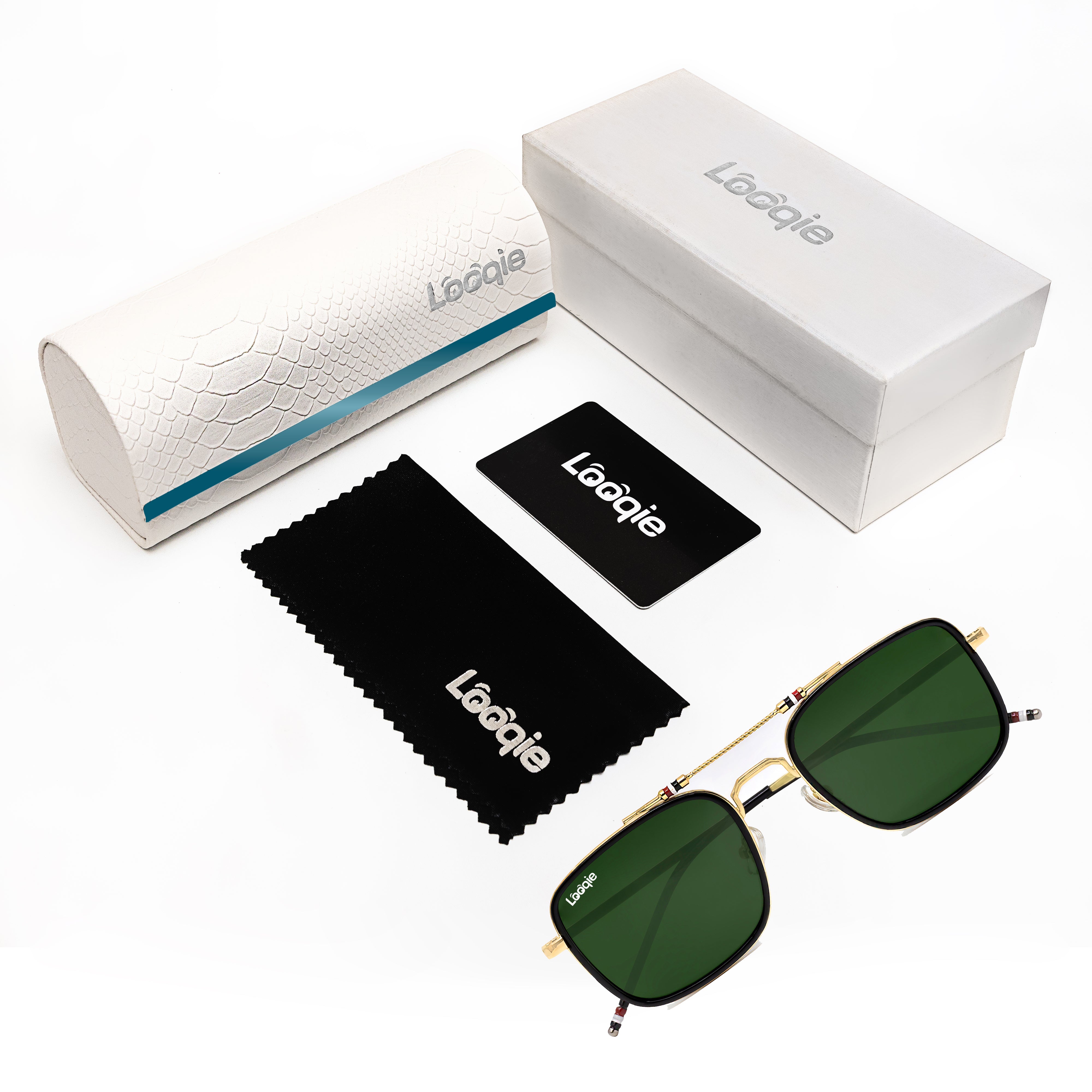 Looqie Below Edition Gold And Green Sunglasses