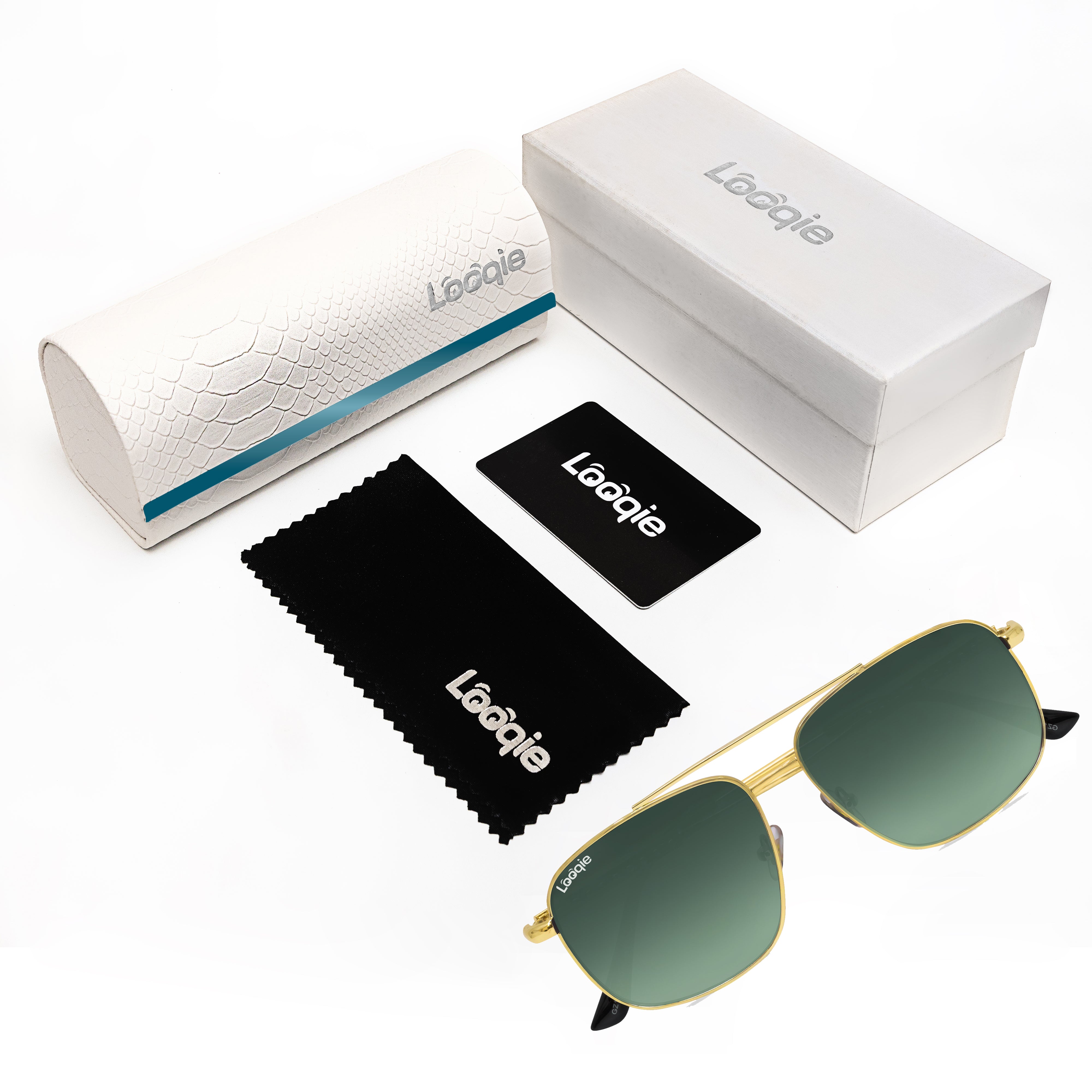 Looqie Blends Edition Gold And Green Gradient Sunglasses