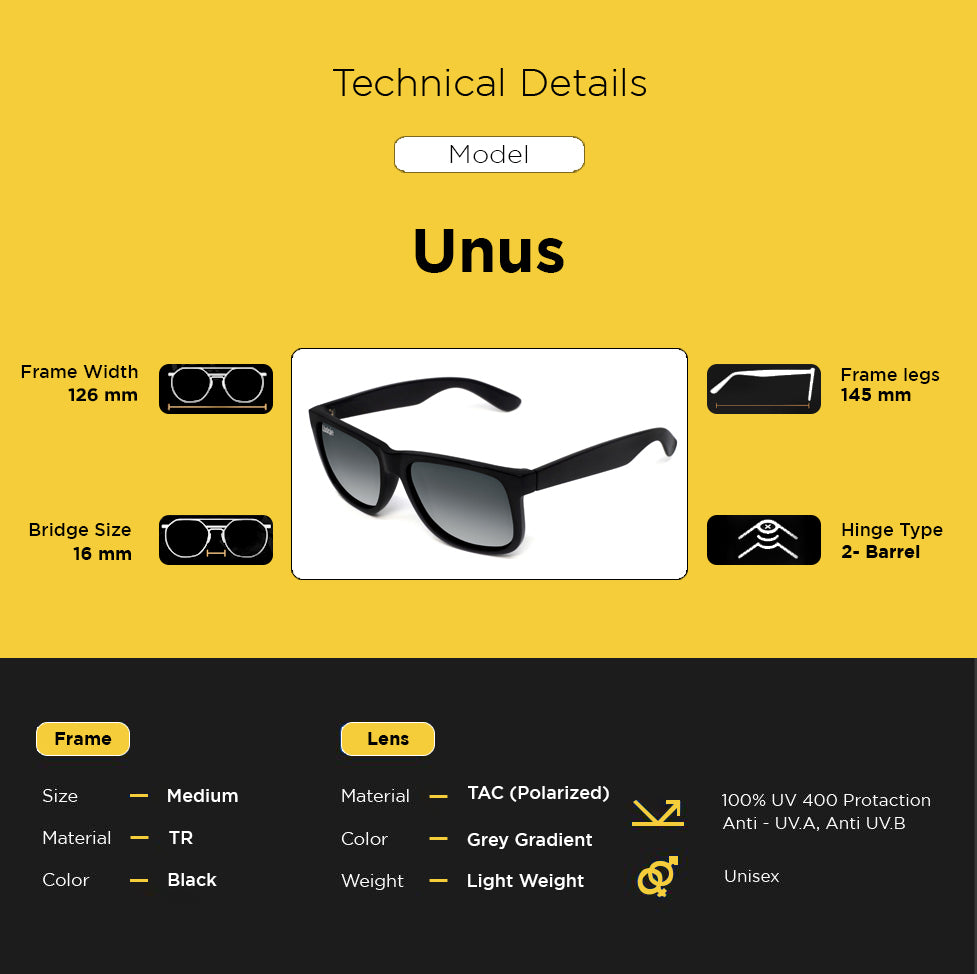 Looqie Unus Edition Black And Grey Gradient Sunglasses