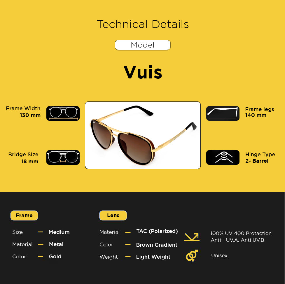 Looqie Vuis Edition Gold And Brown Gradient Sunglasses
