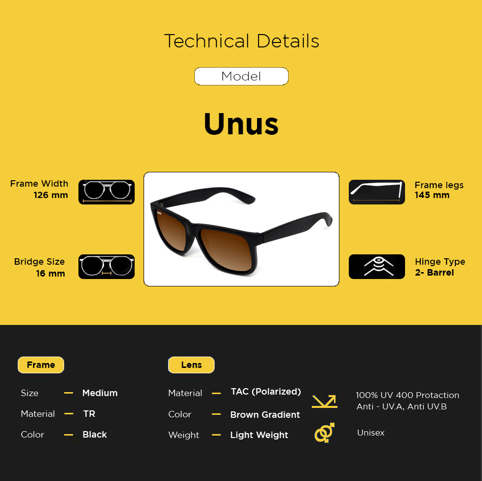 Looqie Unus Edition Black And Brown Gradient Sunglasses