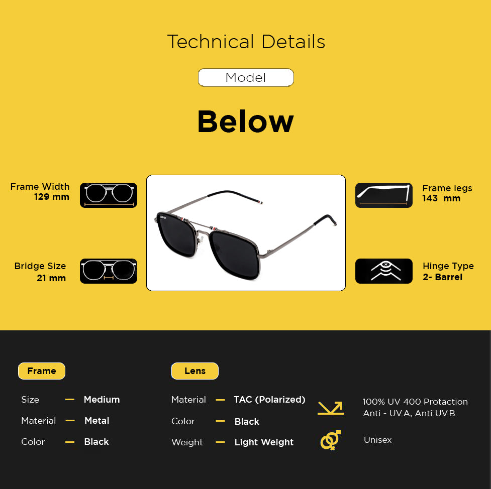 Looqie Below Edition Black And Black Sunglasses