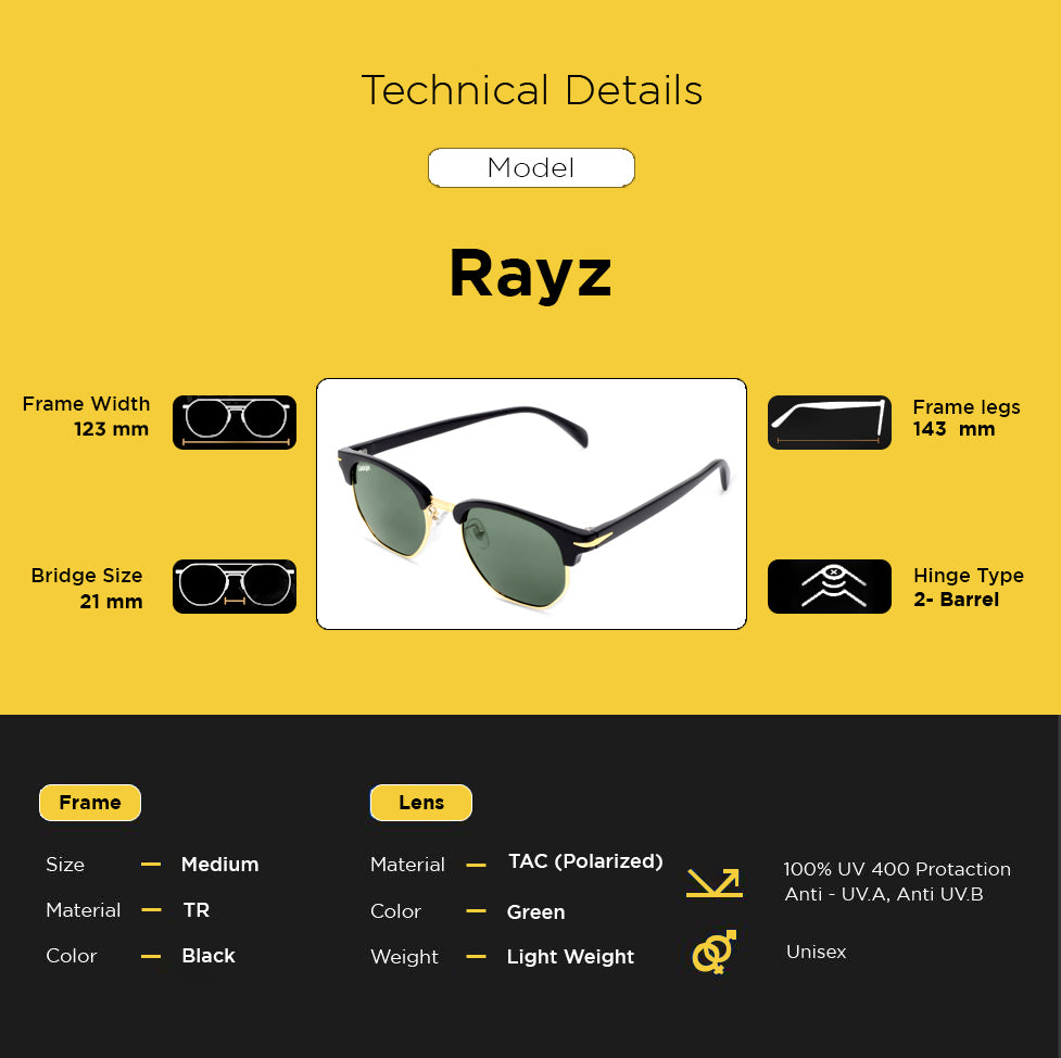 Looqie Rayz Edition Black And Green Sunglasses