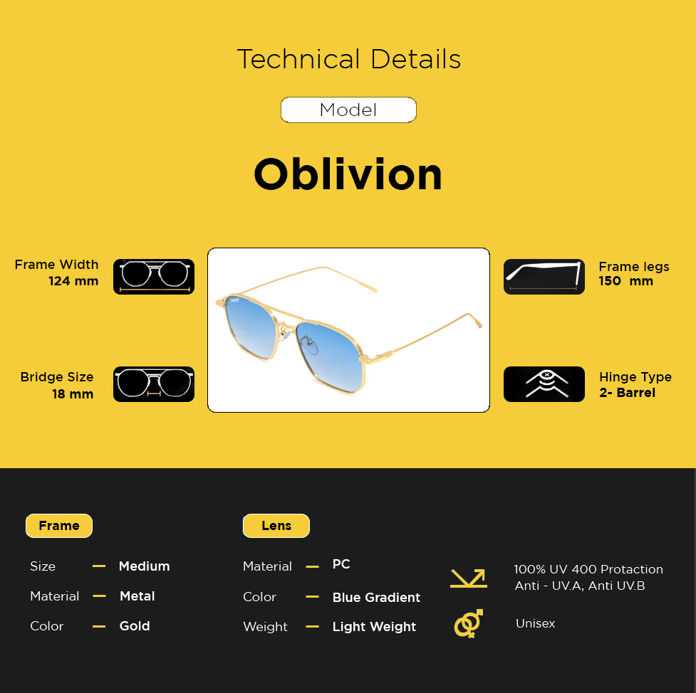 Looqie Oblivion Edition Gold And Blue Gradient Sunglasses