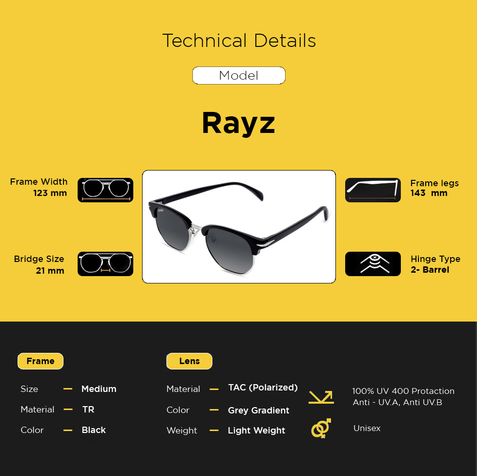Looqie Rayz Edition Black And Grey Gradient Sunglasses