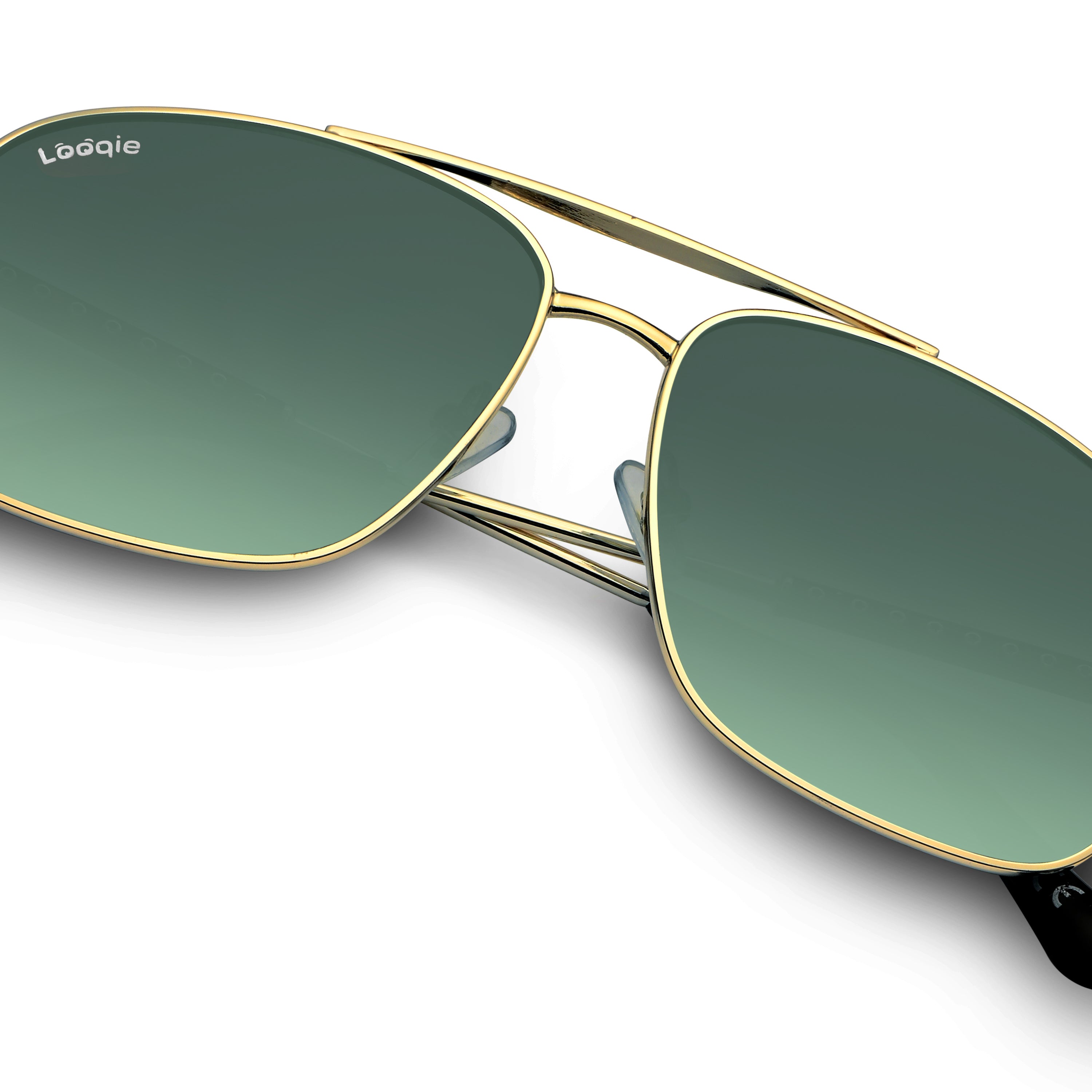 Looqie Blends Edition Gold And Green Gradient Sunglasses