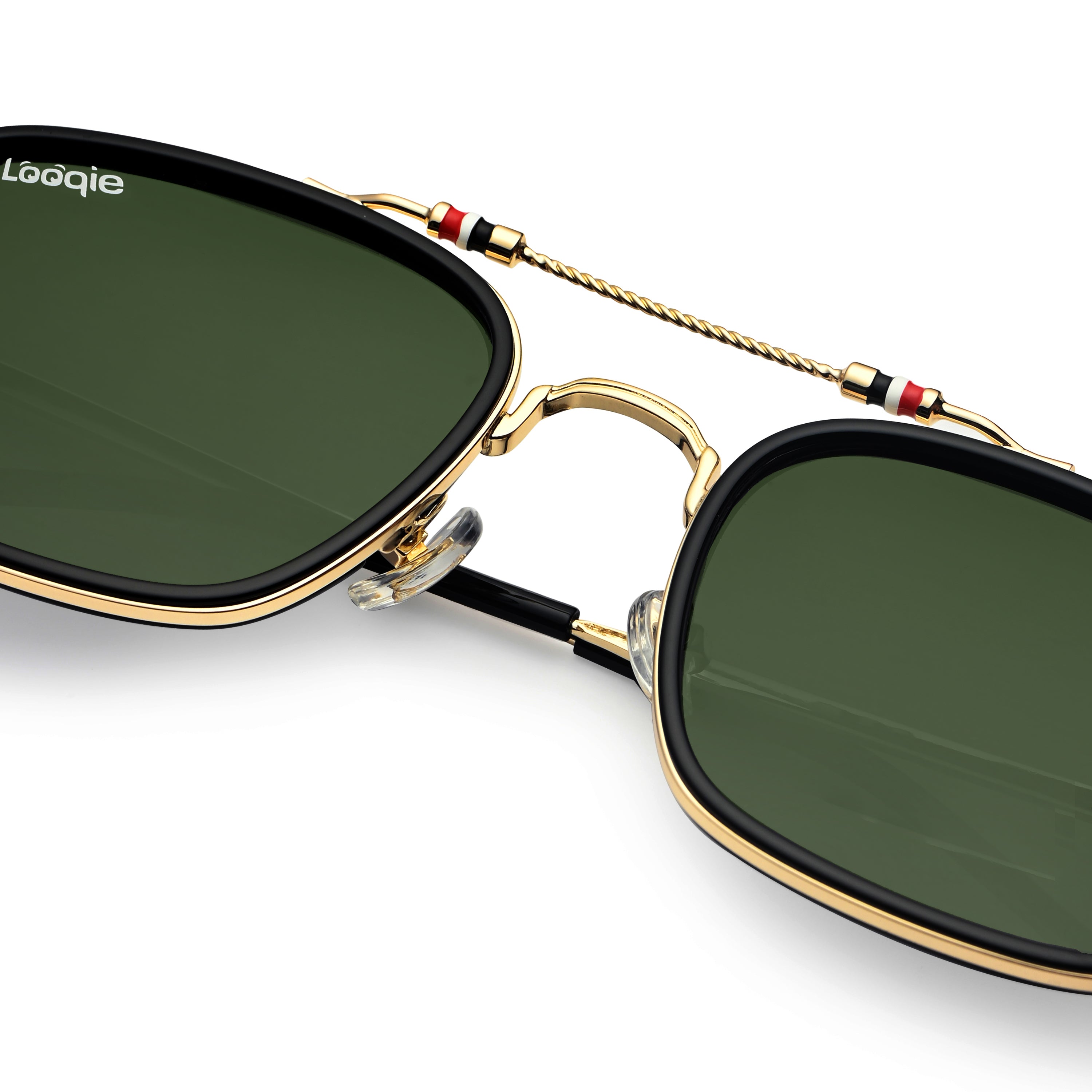 Looqie Below Edition Gold And Green Sunglasses