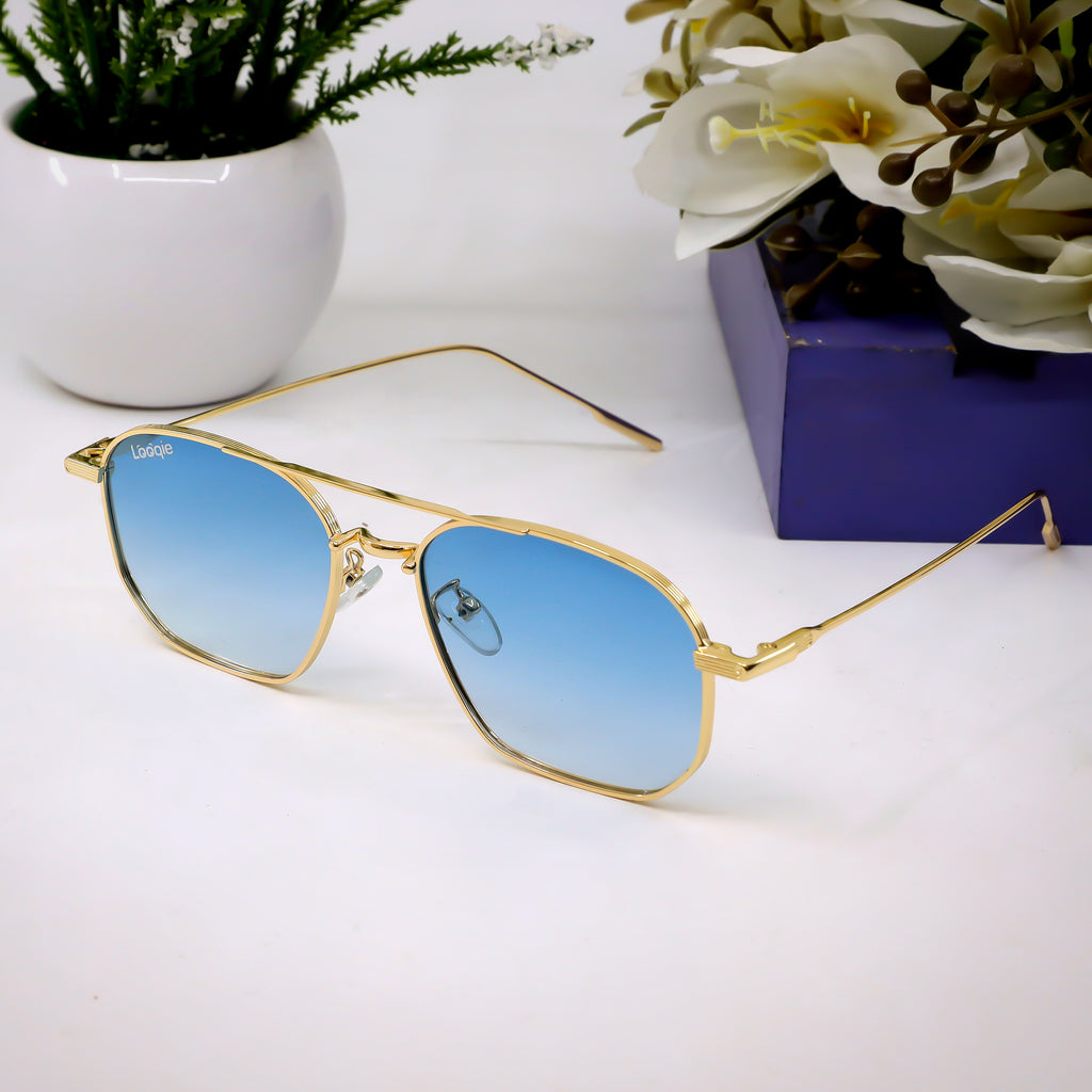 Looqie Oblivion Edition Gold And Blue Gradient Sunglasses