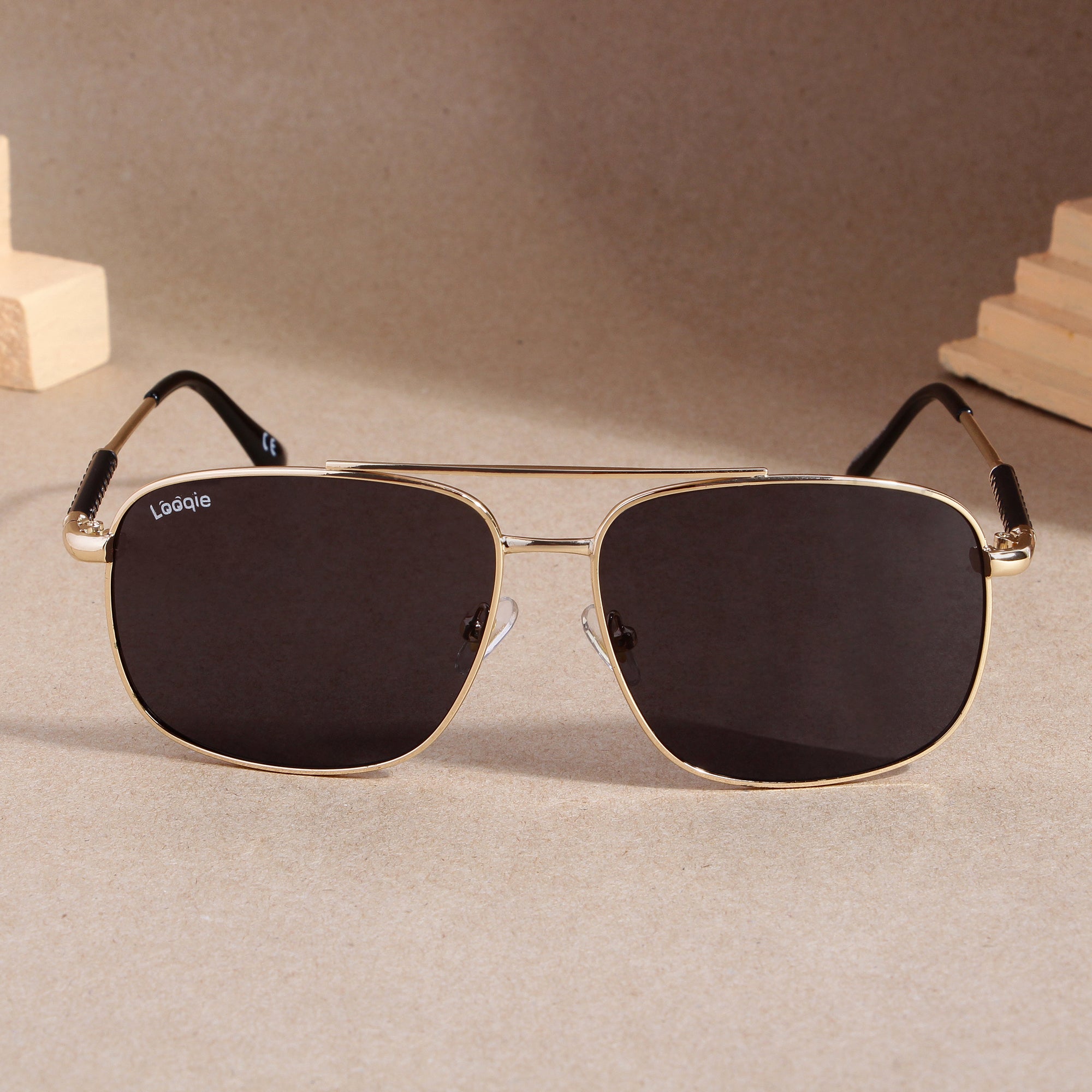 Looqie Blends Edition Gold And Black Sunglasses