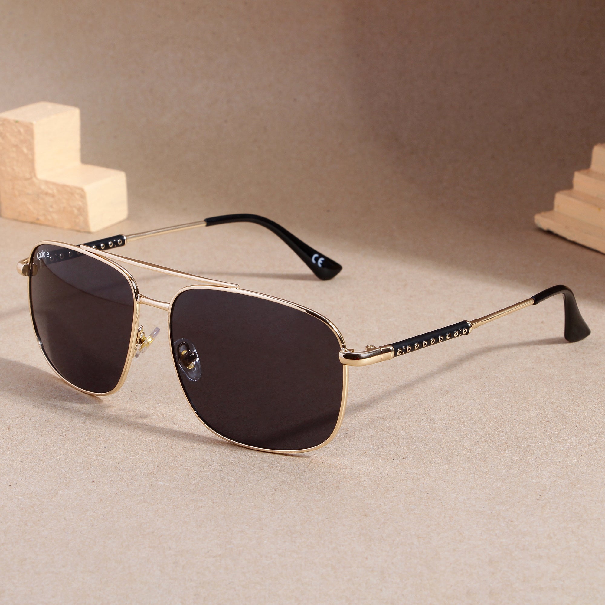 Looqie Blends Edition Gold And Black Sunglasses