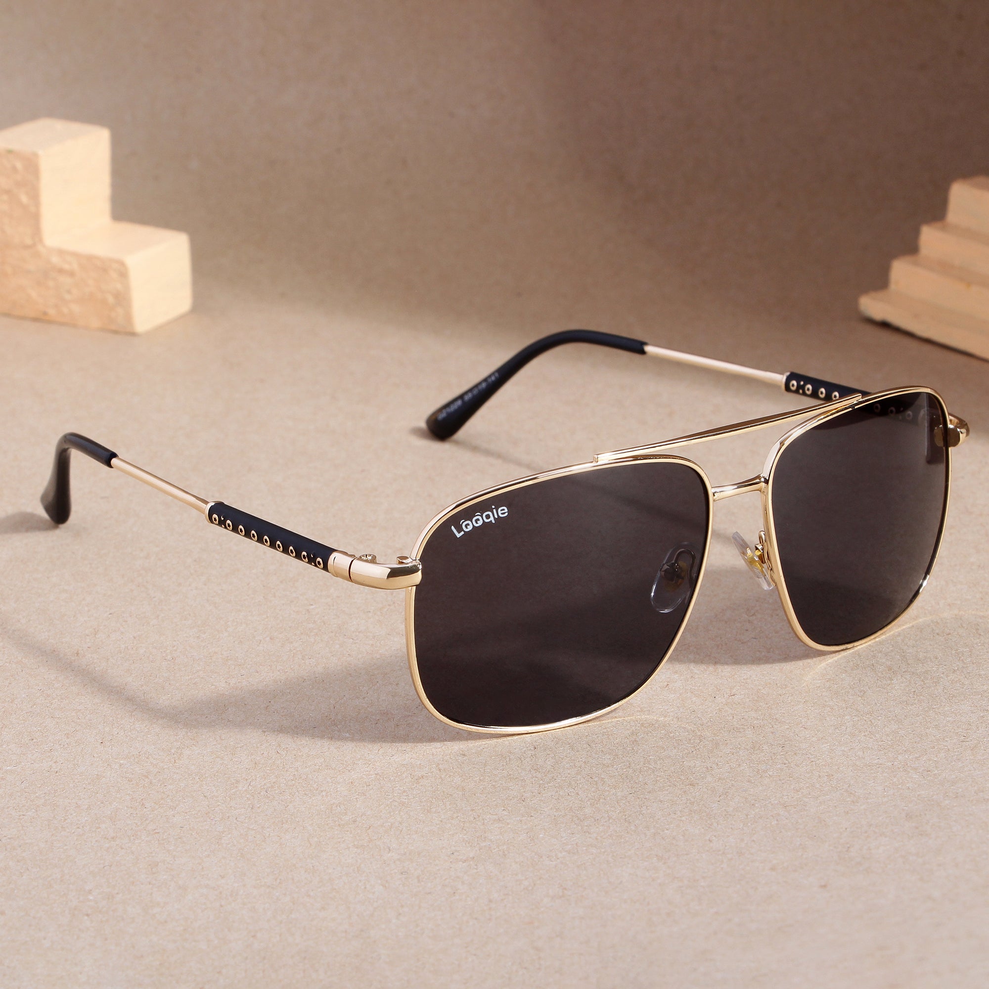 Looqie Blends Edition Gold And Black Sunglasses
