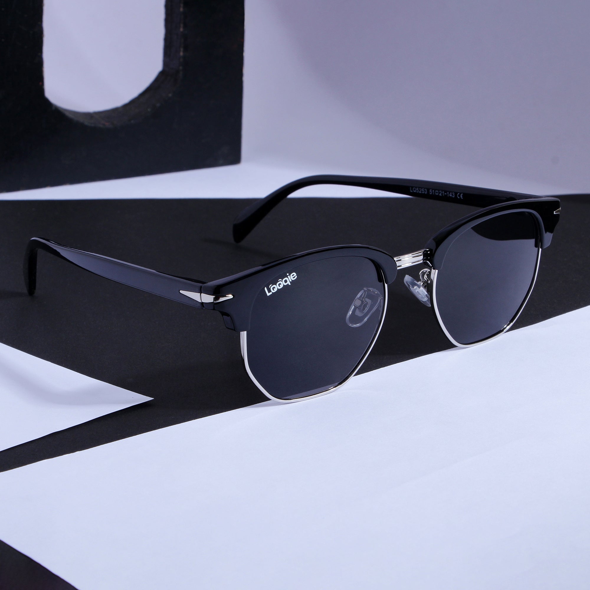 Looqie Rayz Edition Black And Grey Sunglasses