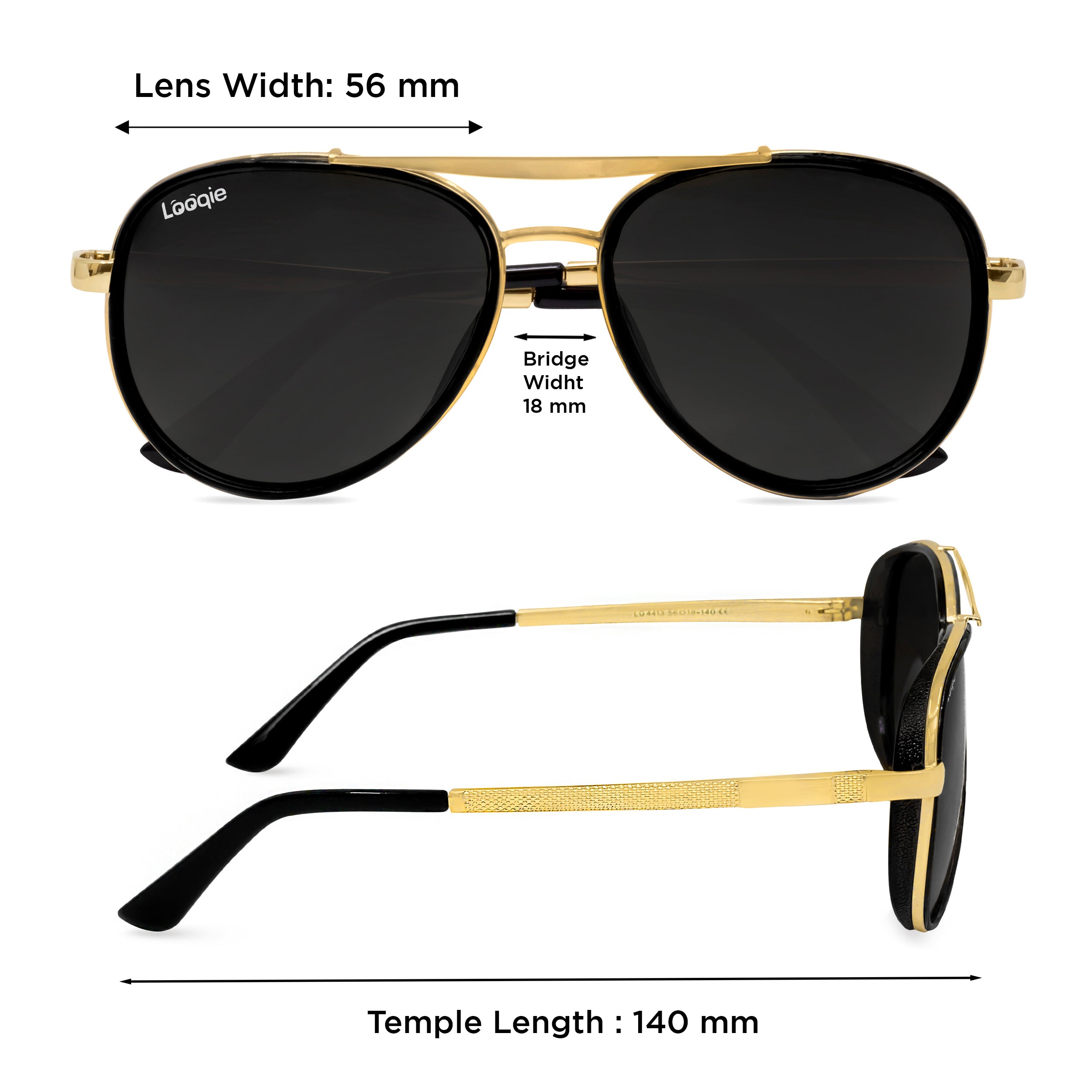 Looqie Vuis Edition Gold And Black Sunglasses