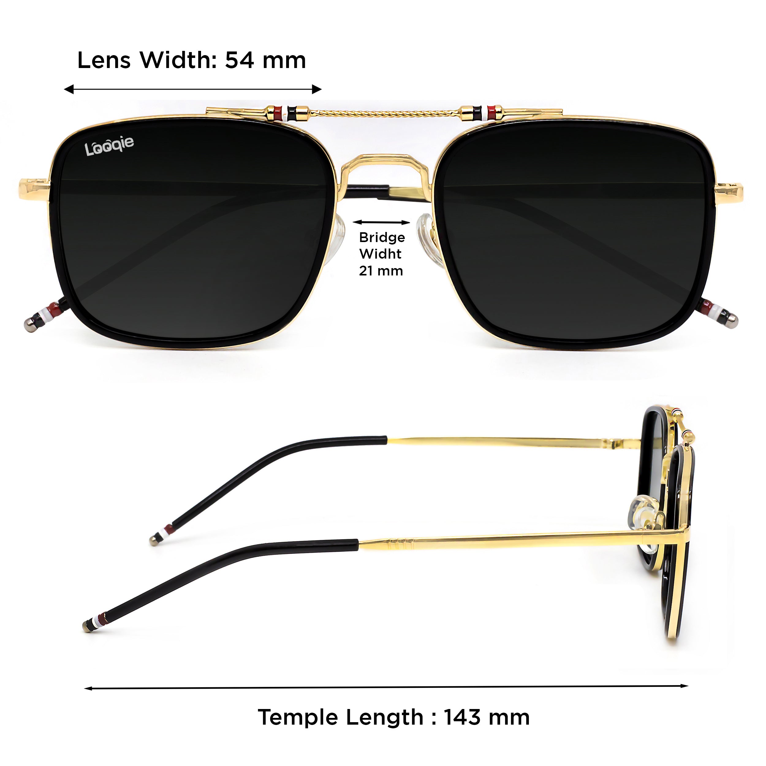 Looqie Below Edition Gold And Black Sunglasses